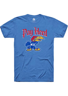 Rally Kansas Jayhawks Blue Pay Heed Short Sleeve Fashion T Shirt