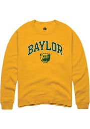 Rally Baylor Bears Mens Gold Arch Mascot Long Sleeve Crew Sweatshirt