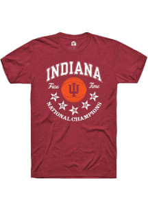 Indiana Hoosiers Red Rally 5 Time National Champions Short Sleeve Fashion T Shirt