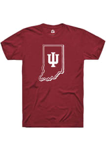 Rally Indiana Hoosiers Red State Shape Short Sleeve Fashion T Shirt