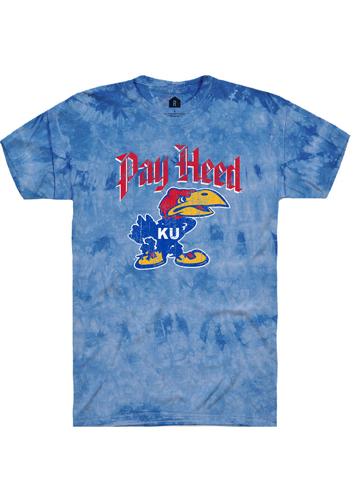 Rally Kansas Jayhawks Blue Tie Dye Pay Heed Short Sleeve T Shirt