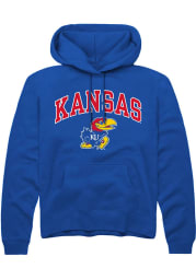 Rally Kansas Jayhawks Mens Blue Arch Mascot Long Sleeve Hoodie