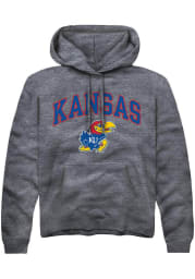 Rally Kansas Jayhawks Mens Charcoal Arch Mascot Long Sleeve Hoodie