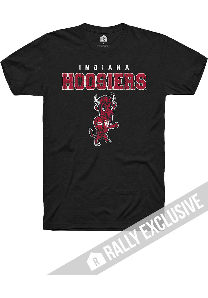 Rally Indiana Hoosiers Black Flat Name Mascot Short Sleeve T Shirt