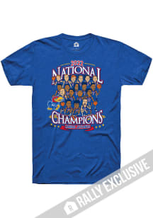 Rally Kansas Jayhawks Blue 2022 National Champions NIL Caricature Basketball Short Sleeve T Shir..