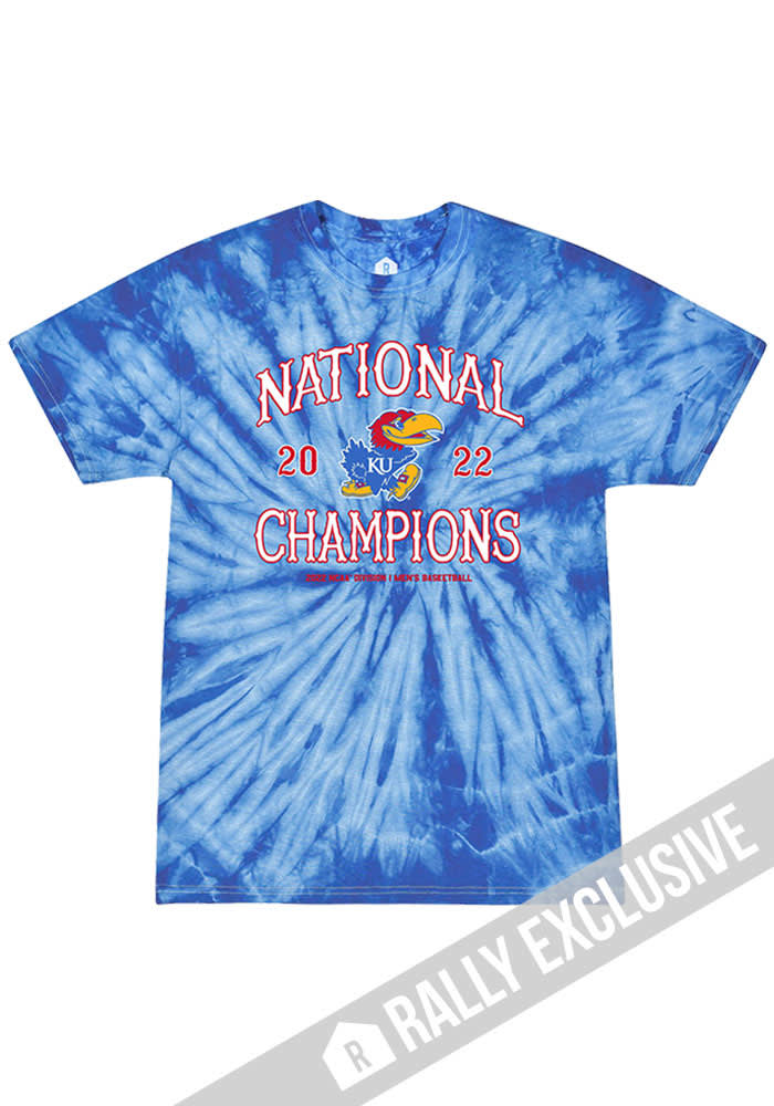 Rally Kansas Jayhawks Blue 2022 National Champions Circus Tie Dye Short Sleeve Fashion T Shirt