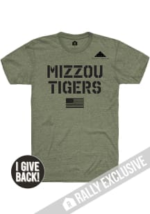 Rally Missouri Tigers Olive Folds of Honor Stencil Flag Short Sleeve Fashion T Shirt