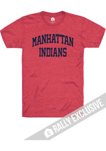 Rally Manhattan High School Indians Red Arch Name Triblend Short Sleeve Fashion T Shirt