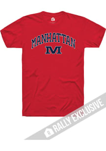 Rally Manhattan High School Indians Red Arch Mascot Short Sleeve T Shirt