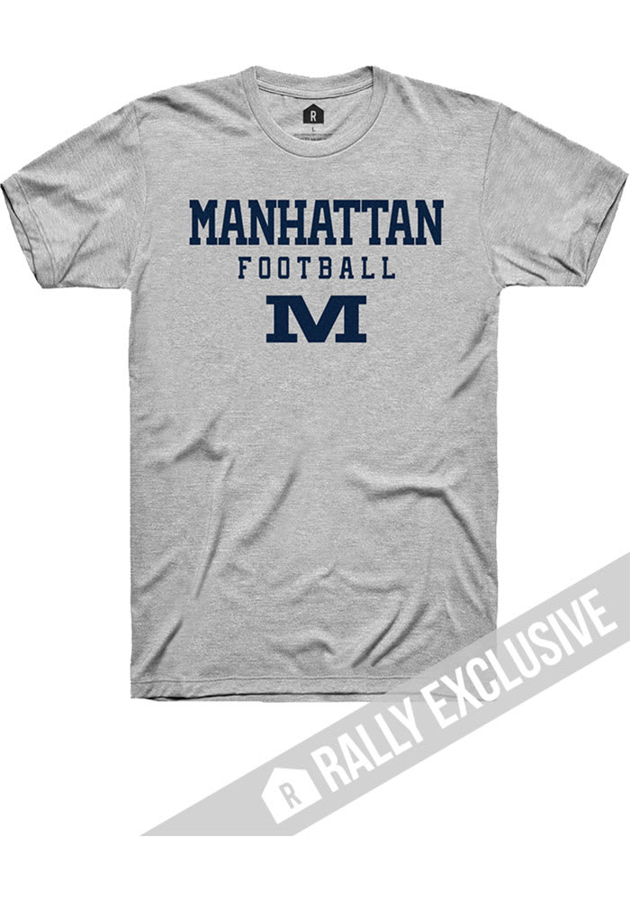 Rally Manhattan High School Indians Grey Stacked Football Short Sleeve T Shirt