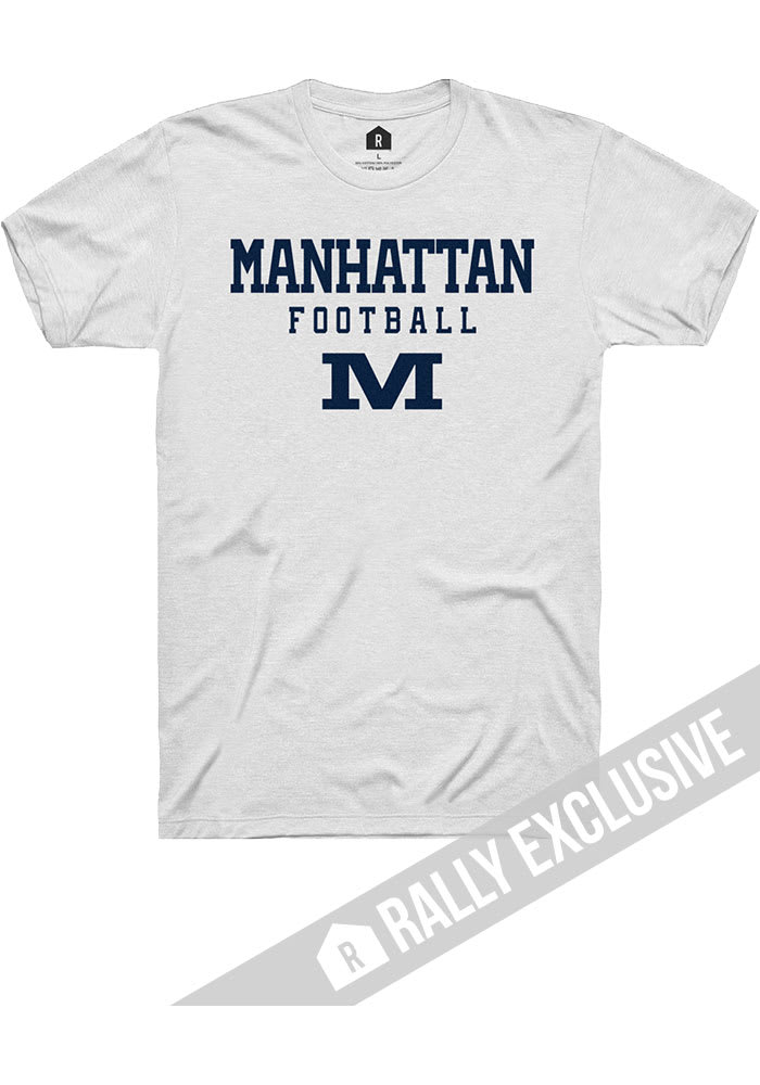 Rally Manhattan High School Indians White Stacked Football Short Sleeve T Shirt