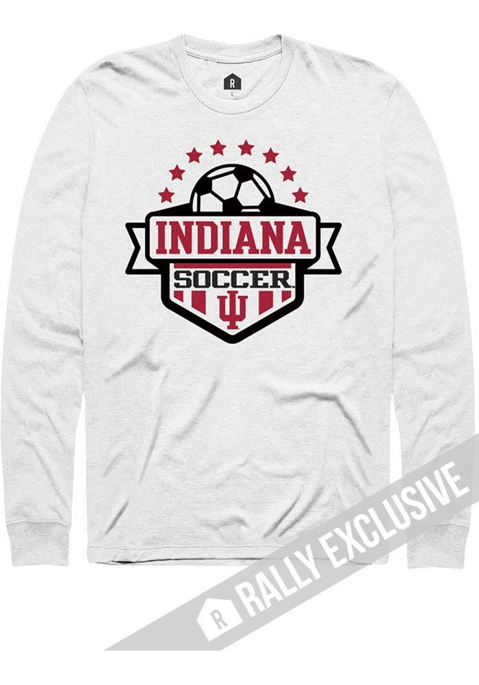 Rally Indiana Hoosiers White Soccer Shield Long Sleeve T Shirt