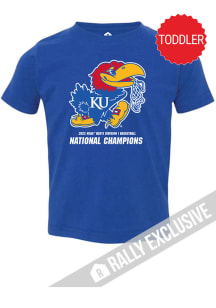 Rally Kansas Jayhawks Toddler Blue 2022 National Champs Cut The Net Short Sleeve T-Shirt