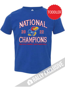 Rally Kansas Jayhawks Toddler Blue 2022 National Champs Circus Font No 1 Short Sleeve T-Shirt