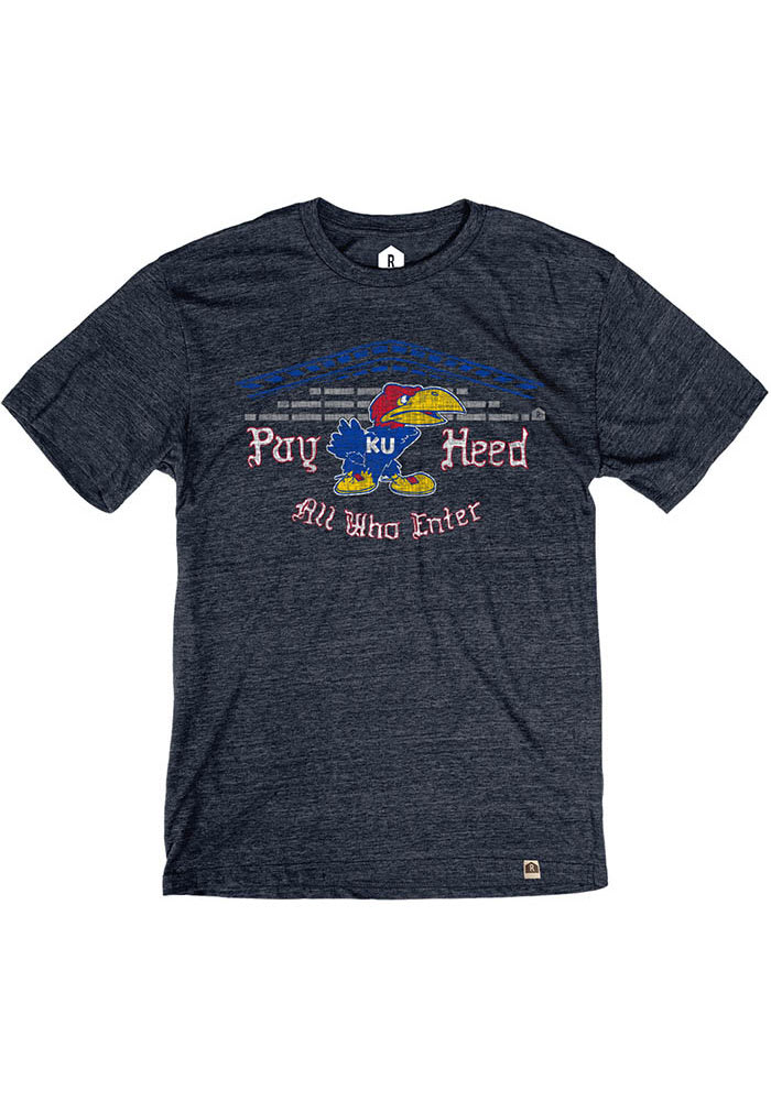Rally Kansas Jayhawks Navy Blue Pay Heed Short Sleeve Fashion T Shirt
