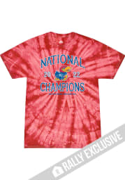 Rally Kansas Jayhawks Red 2022 National Champions Circus Tie Dye Short Sleeve Fashion T Shirt