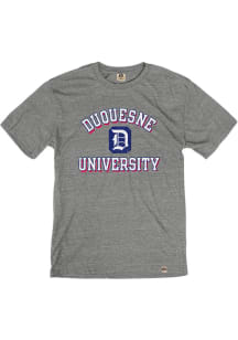 Rally Duquesne Dukes Grey Number One Short Sleeve Fashion T Shirt