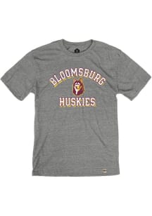 Rally Bloomsburg University Huskies Grey Number One Distressed Short Sleeve Fashion T Shirt