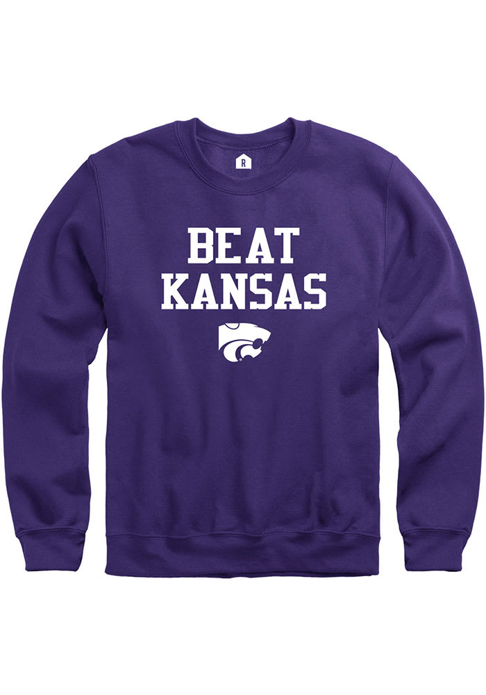 Rally K-State Wildcats Mens Purple Beat Kansas Long Sleeve Crew Sweatshirt