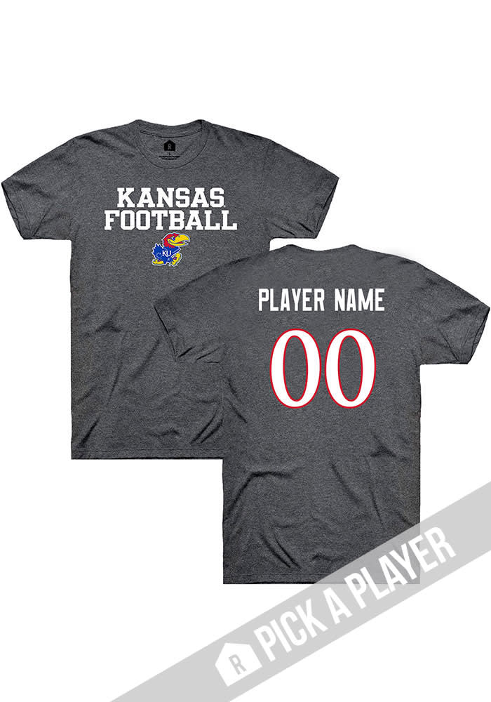 Rally Kansas Jayhawks Charcoal NIL Pick A Player Short Sleeve T Shirt