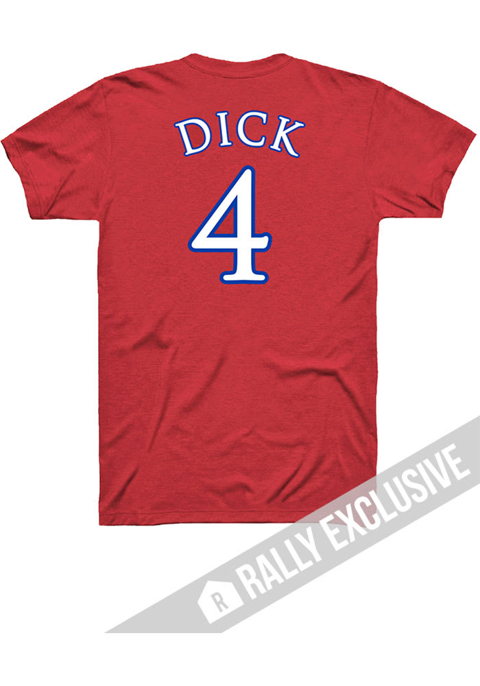 Gradey Dick Kansas Jayhawks Red Player Name and Number Short Sleeve Player T Shirt