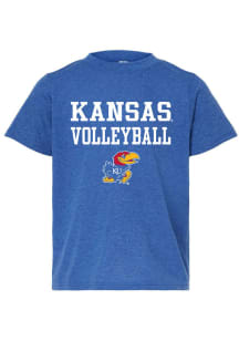 Rally Kansas Jayhawks Youth Blue Volleyball Stacked Wordmark Short Sleeve T-Shirt