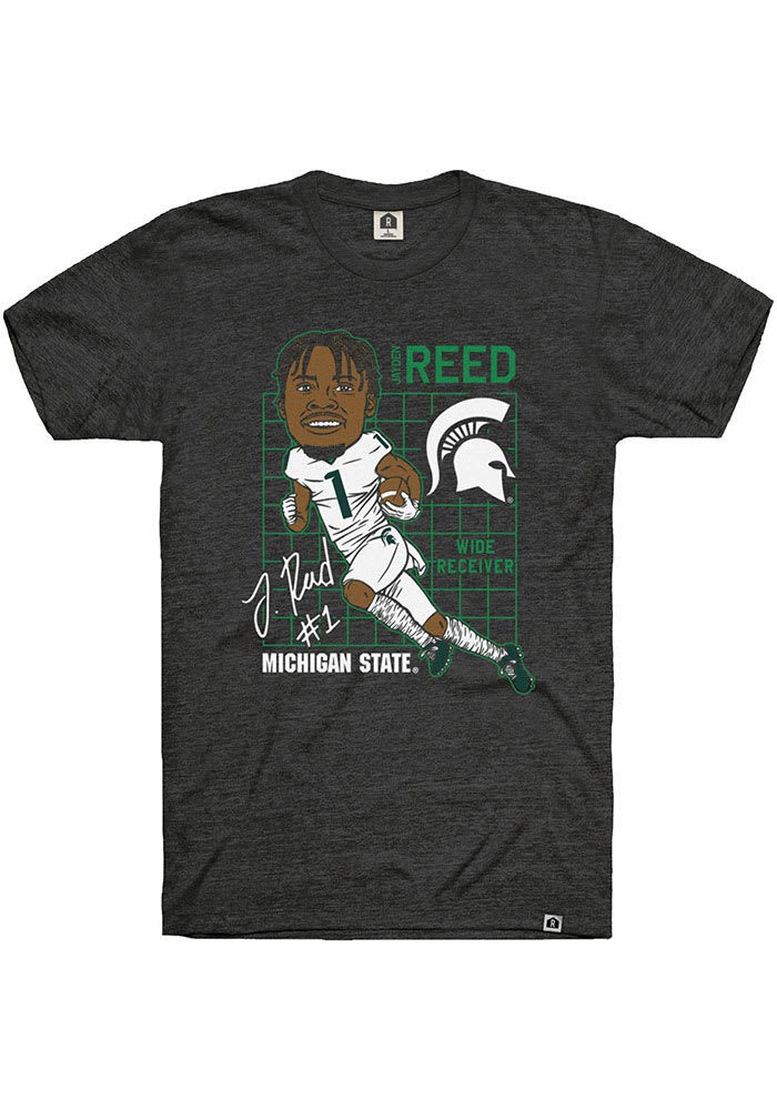 Jayden Reed Michigan State Spartans Black Jayden Reed Caricature Short Sleeve Fashion Player T Shirt