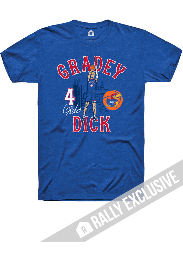 Gradey Dick Kansas Jayhawks Blue Jump Shot Short Sleeve Fashion Player T Shirt