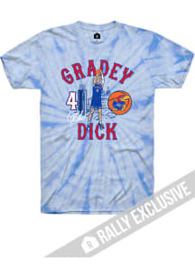 Gradey Dick Kansas Jayhawks Blue Basketball Jump Shot Tie Dye Short Sleeve Fashion Player T Shir..