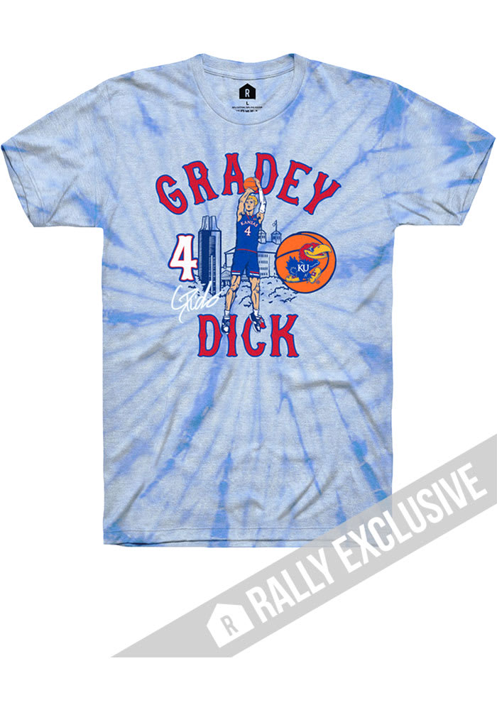 Gradey Dick Kansas Jayhawks Blue Jump Shot Tie Dye Short Sleeve Fashion Player T Shirt