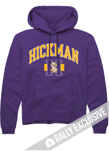 Rally Hickman High School Mens Purple Arch Mascot Long Sleeve Hoodie