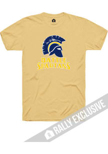 Rally Battle High School Gold Primary Team Logo Short Sleeve Fashion T Shirt