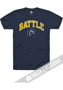 Rally Battle High School Navy Blue Arch Mascot Short Sleeve T Shirt
