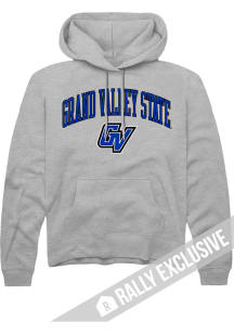 Rally Grand Valley State Lakers Mens Grey Arched Mascot Long Sleeve Hoodie