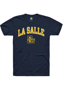 Rally La Salle Explorers Navy Blue Arched Mascot Short Sleeve T Shirt