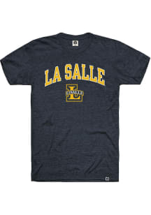 Rally La Salle Explorers Navy Blue Arched Mascot Short Sleeve Fashion T Shirt