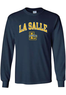 Rally La Salle Explorers Navy Blue Arched Mascot Long Sleeve T Shirt