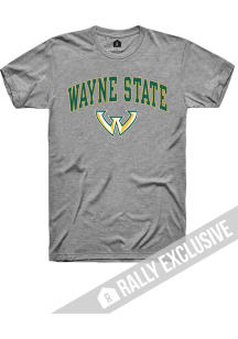 Rally Wayne State Warriors Grey Arched Mascot Short Sleeve T Shirt