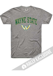 Rally Wayne State Warriors Grey Priamary Logo Short Sleeve Fashion T Shirt