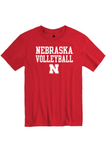 Nebraska Cornhuskers Red Rally Stacked Volleyball Short Sleeve T Shirt