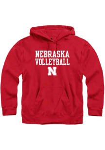Rally Nebraska Cornhuskers Mens Red STACKED VOLLEYBALL Long Sleeve Hoodie