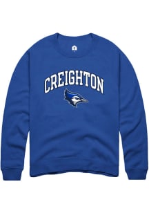 Rally Creighton Bluejays Mens Blue Arch Mascot Long Sleeve Crew Sweatshirt