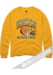 Rally Wichita State Shockers Mens Gold Basketball Net Triblend Long Sleeve Fashion Sweatshirt