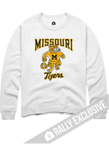 Rally Missouri Tigers Mens White Vintage Mascot Long Sleeve Fashion Sweatshirt