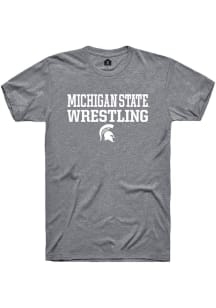 Michigan State Spartans Grey Rally Stacked Wrestling Short Sleeve T Shirt