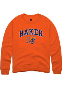 Rally Baker University Mens Orange Arch Mascot Long Sleeve Crew Sweatshirt