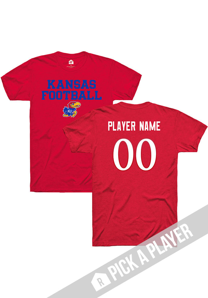 Rally Kansas Jayhawks Red NIL Pick A Player Short Sleeve T Shirt