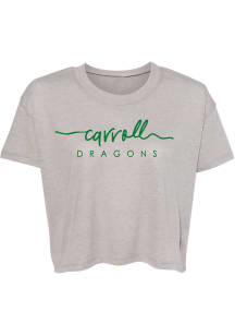Rally Carroll High School Dragons Womens Grey Scirpt Cropped Short Sleeve T-Shirt