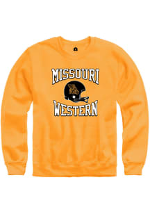 Rally Missouri Western Griffons Mens Gold Football Helmet Long Sleeve Crew Sweatshirt