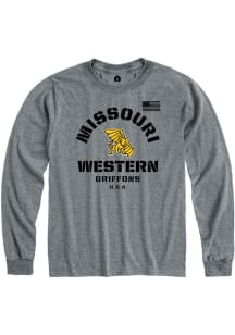 Rally Missouri Western Griffons Grey Arch Flag Long Sleeve T Shirt